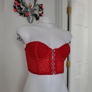 Red Strapless Bustier Top